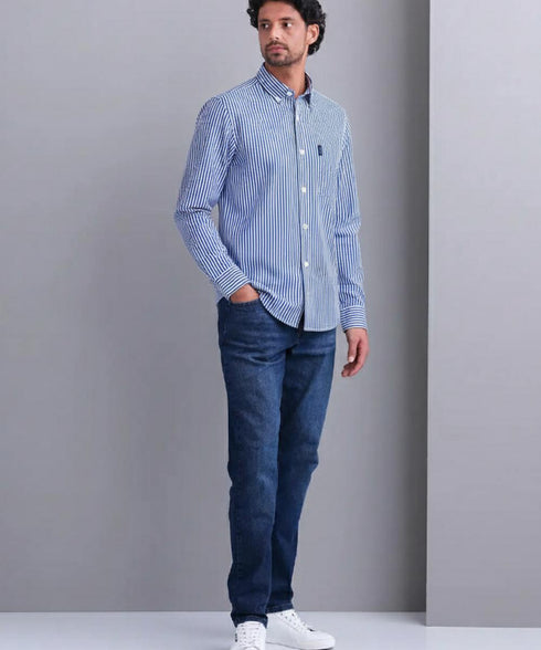 chemise bleu rayé avec poche